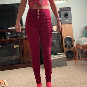 High waisted red jeans!
